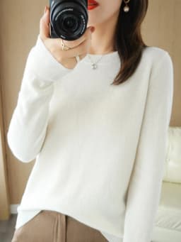 Autumn Winter Women Wool Sweater O-neck Long Sleeve Pullover Basic Casual Loose Style Famale Clothing Merino Wool Knitwear Tops