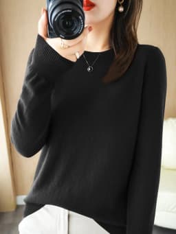 Autumn Winter Women Wool Sweater O-neck Long Sleeve Pullover Basic Casual Loose Style Famale Clothing Merino Wool Knitwear Tops