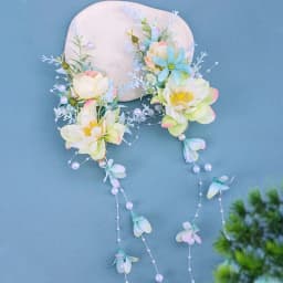 Chinese retro bridal headpiece 1 pair of pink floral tassel hair clips Wedding party performance headband Hair accessories