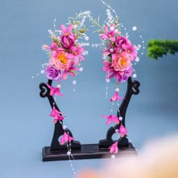 Chinese retro bridal headpiece 1 pair of pink floral tassel hair clips Wedding party performance headband Hair accessories