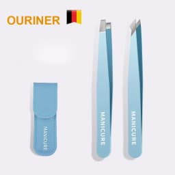 Ouriner Eyebrow Tweezer Colorful Hair Beauty Fine Hairs Puller Stainless Steel Slanted Eye Brow Clips Removal Makeup Tools