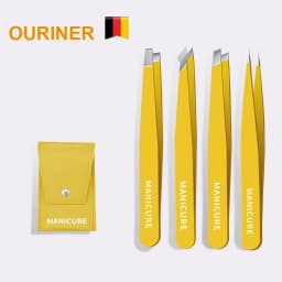 Ouriner Eyebrow Tweezer Colorful Hair Beauty Fine Hairs Puller Stainless Steel Slanted Eye Brow Clips Removal Makeup Tools