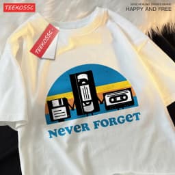 Never Forget The Old Radio Men Women T Shirts Harajuku O-Neck T-Shirts Vintage Oversize Clothing Summer Cotton Tshirts Couple