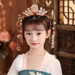 Womens Gold Plated Double Dragon With Long Tassel Hairpin Headdress