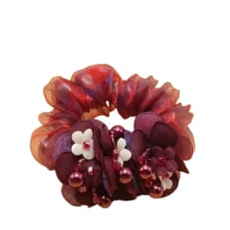 New Scrunchie White Flower Hair Ties Women Pearl Headdress Flower Highly Elastic Rubber Band Floral Hair Accessories