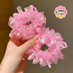 2Pcs Pink Cute Hair Tie Does Not Hurt Hair High Elasticity