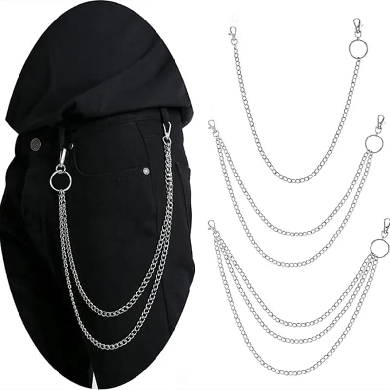 Metal Punk Rock Layered Chain Keychains For Men Women Waist Key Chain Wallet Jeans Hip-hop Pants Belt Chains Jewelry Accessories
