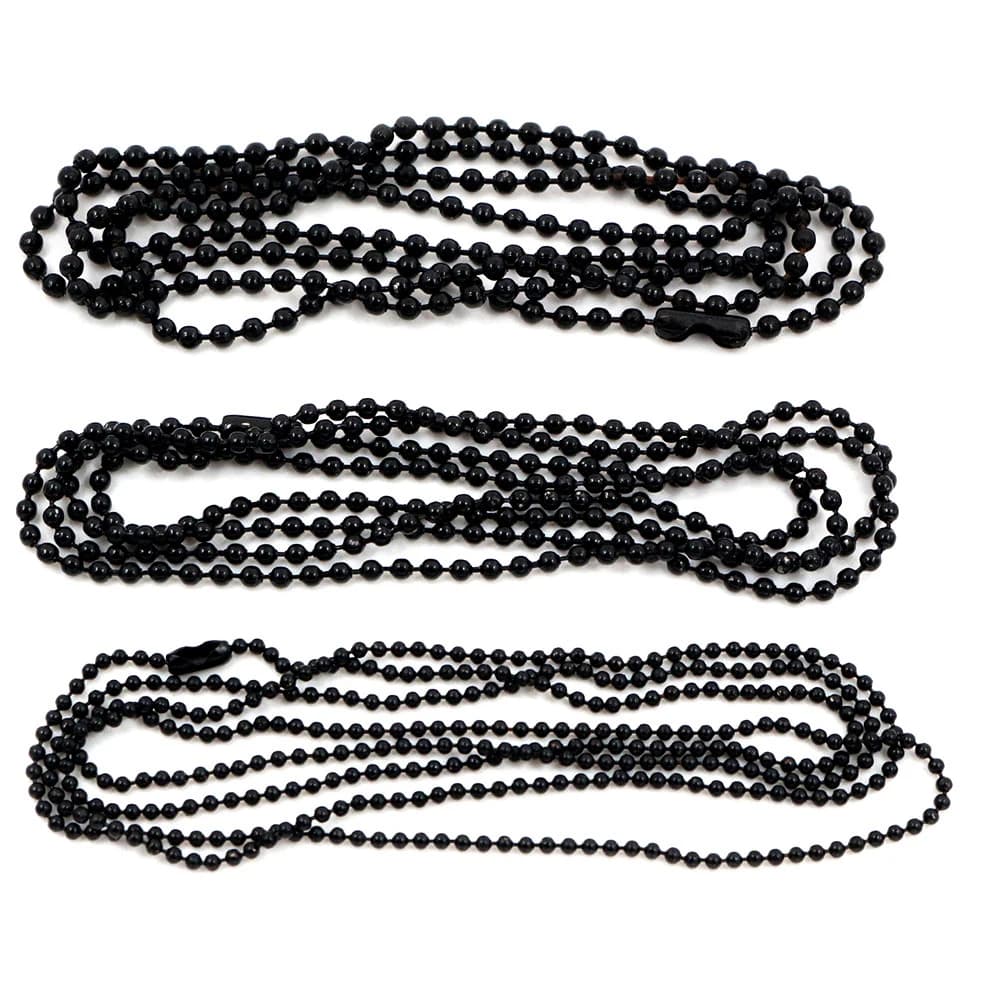 5pcs 1.5mm 2mm 2.4mm Black Plated Ball Beads Chain Necklace Bead Connector 65cm(25.5 inch)