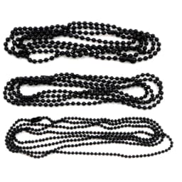 5pcs 1.5mm 2mm 2.4mm Black Plated Ball Beads Chain Necklace Bead Connector 65cm(25.5 inch)