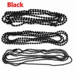 5pcs 1.5mm 2mm 2.4mm Black Plated Ball Beads Chain Necklace Bead Connector 65cm(25.5 inch)