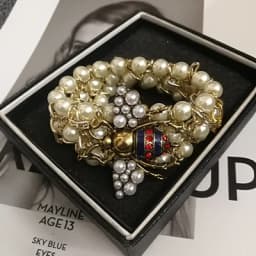 Luxury Handmade Elastic Pearl Bee Bracelet Bangle Jewelry For Women Party Gift