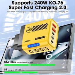 240W GaN 5 Port Fast Charging Station 3PD 2USB Charger For iPhone 17 16 15 Pro Samsung Xiaomi EU US Plug Wall Adapter with Cable