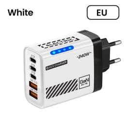 240W GaN 5 Port Fast Charging Station 3PD 2USB Charger For iPhone 17 16 15 Pro Samsung Xiaomi EU US Plug Wall Adapter with Cable