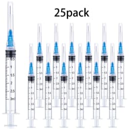 25/10 Pack 3mlDisposableLuer Lock Syringes Stainless NeedleIndividuallySealed Packed For Pet Farm Animal Lab Syringe Tools with