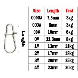 OUTKIT 50PCS Stainless Steel Pin Swivel Fishing Accessories Connector Lure Clip Rolling Swivels Sea Fishing Tackle