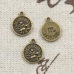 12pcs Charms Pisces Zodiac Vigro Aquarius Taurus Scorpio Pisces Aries Leo Gemini Cancer 12x10mm Tibetan Bronze Color Pendants
