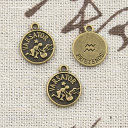 12pcs Charms Pisces Zodiac Vigro Aquarius Taurus Scorpio Pisces Aries Leo Gemini Cancer 12x10mm Tibetan Bronze Color Pendants