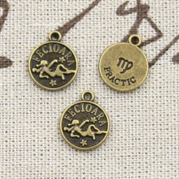12pcs Charms Pisces Zodiac Vigro Aquarius Taurus Scorpio Pisces Aries Leo Gemini Cancer 12x10mm Tibetan Bronze Color Pendants