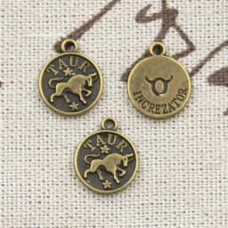 12pcs Charms Pisces Zodiac Vigro Aquarius Taurus Scorpio Pisces Aries Leo Gemini Cancer 12x10mm Tibetan Bronze Color Pendants