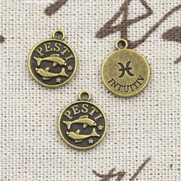 12pcs Charms Pisces Zodiac Vigro Aquarius Taurus Scorpio Pisces Aries Leo Gemini Cancer 12x10mm Tibetan Bronze Color Pendants