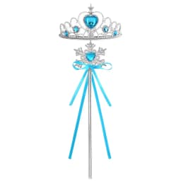Kids Rhinestone Tiara Crown and Magic Wand with Glitter Crystal Head Hoop Jewelry Hair Accessories for Girls Teens Birthday Gift