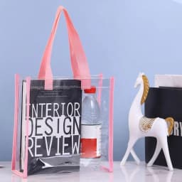 Transparent Pvc Clear Tote Bag Large Capacity Car Sewn Plastic Cosmetics Shopping Bag Jelly Bag Gift Bag Can