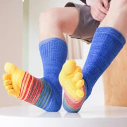 Man Toe Socks Long Plus Large Size Cotton Colorful Striped Compression Sport Fitness Happy Funny 5 Finger Calf Socks EU42-46