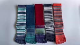 Man Toe Socks Long Plus Large Size Cotton Colorful Striped Compression Sport Fitness Happy Funny 5 Finger Calf Socks EU42-46