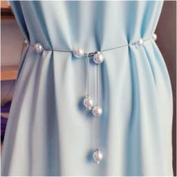 Elegant Pearl Women's Belt Simple Adjustable Metal Thin Chain Dress Skinny Belt Decorative Jewelry
