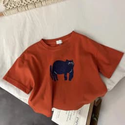 Animal Pattern Baby Boys Girls Short Sleeve Tops Kids Tees Summer Clothing Loose Fashion Trendy Children's Wear T-shirt O-neck