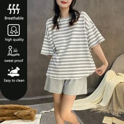 Self Chest Pad Pajamas Extra Large Size Women Striped Student Pajamas Striped Short Sleeve Shorts Easy Clean Pajamas Two Piece S