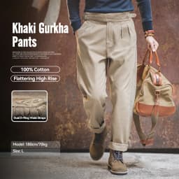 Maden Vintage Khaki Gurkha Pants Adjustable High Waist Casual Cargo Work Pants Classic Straight Trousers Men's Spring and Fall