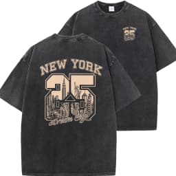 New York City Funny Print Woman T Shirts Summer Vintage Washed Cotton Breathable Tee Shirt Fashion Casual Home Tshirt