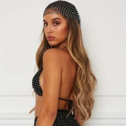 New European and American Mesh Hat, Elastic Fishing Net Hat, Hot Diamond Elastic Headband, Personalized Fishing Net Hat