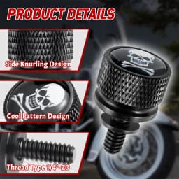 Black Motorcycle Rear Seat Bolt Fender Bolt Screw 1/4"-20 Thread For Harley Sportster Dyna Softail Street Glide 1996-2015
