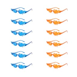 KAMMPT 12 Pairs Per Set Flame Prop Sunglasses Fashion Rimless Decor Candy Color Shades Trendy Design Party Gifts Sun Glasses