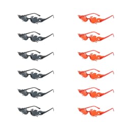 KAMMPT 12 Pairs Per Set Flame Prop Sunglasses Fashion Rimless Decor Candy Color Shades Trendy Design Party Gifts Sun Glasses