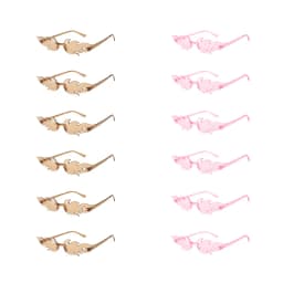 KAMMPT 12 Pairs Per Set Flame Prop Sunglasses Fashion Rimless Decor Candy Color Shades Trendy Design Party Gifts Sun Glasses