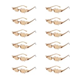 KAMMPT 12 Pairs Per Set Flame Prop Sunglasses Fashion Rimless Decor Candy Color Shades Trendy Design Party Gifts Sun Glasses