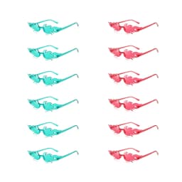 KAMMPT 12 Pairs Per Set Flame Prop Sunglasses Fashion Rimless Decor Candy Color Shades Trendy Design Party Gifts Sun Glasses