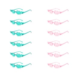 KAMMPT 12 Pairs Per Set Flame Prop Sunglasses Fashion Rimless Decor Candy Color Shades Trendy Design Party Gifts Sun Glasses