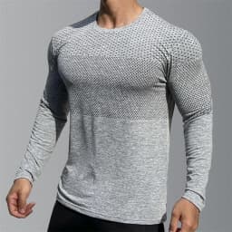 Men's Sport Long Sleeve Tops Quick Dry Fitness T-Shirts Bodybuilding Gym Tees Casual Skinny Elastic Breathability Men Sportswear