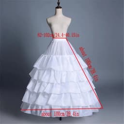 Full Shape Hoop Skirt 5 Ruffles Layers Ball Gown Petticoat Underskirt Slip for Wedding Dress Adjustable Waist