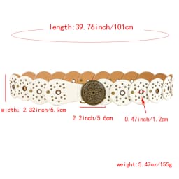 New retro design sense disc punch stitching belt rivets metal buckle PU belt 2024 fashion personality