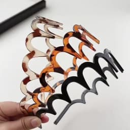Wave Headband Hairbands Brown Resin Wave Toothed Headband Thin Non-slip Women Makkeup Hair Comb Zigzag Band Notched Headband