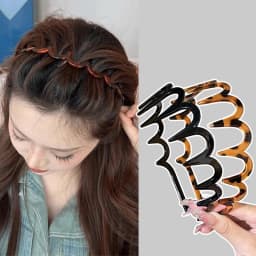 Wave Headband Hairbands Brown Resin Wave Toothed Headband Thin Non-slip Women Makkeup Hair Comb Zigzag Band Notched Headband