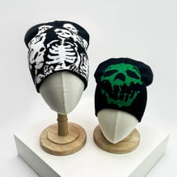 Skull Grimace Wool Bucket Knitted Hats Color Block Warm Comfortable Autumn and Winter Versatile Punk Fashion Hip Hop Street Ins