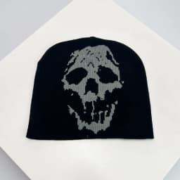 Skull Grimace Wool Bucket Knitted Hats Color Block Warm Comfortable Autumn and Winter Versatile Punk Fashion Hip Hop Street Ins