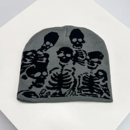 Skull Grimace Wool Bucket Knitted Hats Color Block Warm Comfortable Autumn and Winter Versatile Punk Fashion Hip Hop Street Ins