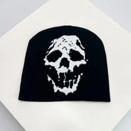 Skull Grimace Wool Bucket Knitted Hats Color Block Warm Comfortable Autumn and Winter Versatile Punk Fashion Hip Hop Street Ins